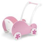 дървена розова количка за кукли