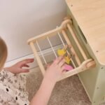 Дървена детска пералня със сушилня, зелена