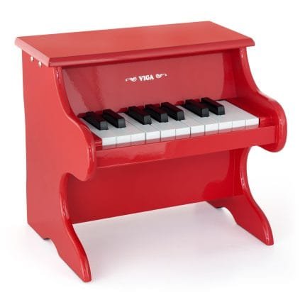 детско дървено пиано червено