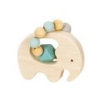 Дървена бебешка дрънкалка Lule - Слонче с мъниста