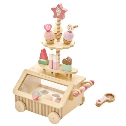 Дървена детска количка за сладолед.