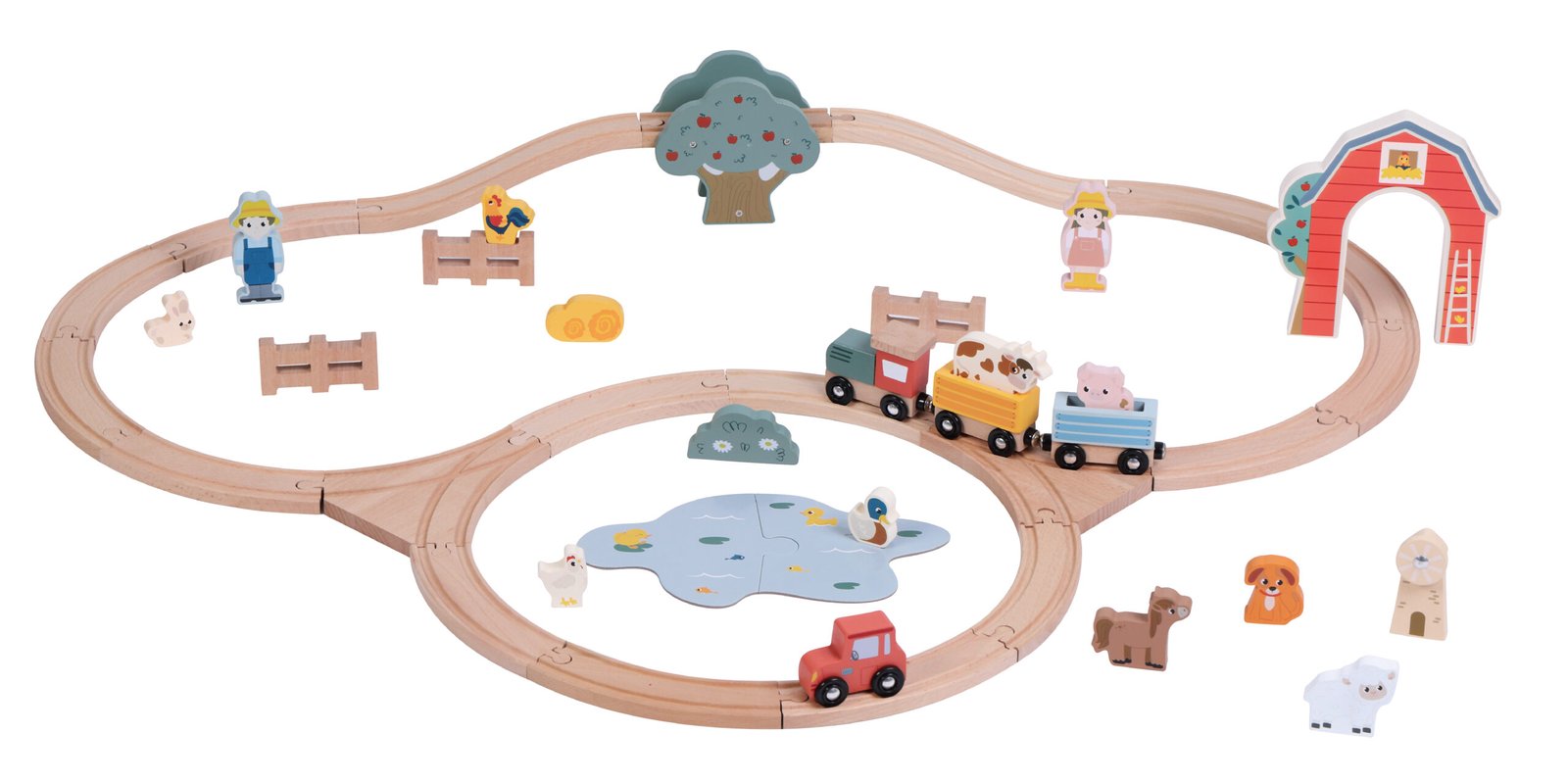 Влак с релси Детски дървен влак с релси