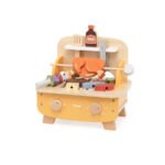 Дървено барбекю PolarB с аксесоари – месо, риба, шишчета и BBQ сос. Идеално за ролеви игри, развитие на въображението и малки готвачи.