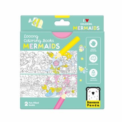 Книжки за оцветяване Looong – русалки 4+. 2 дълги панорамни книжки (16×96 см) с творчески упражнения. Развиват моторика и въображение.