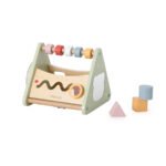 Дървен образователен триъгълник PolarB – занимателен триъгълник с активности и образователен център с форми, зъбни колела, огледало и цветни елементи. Подходящ за деца над 18 месеца.
