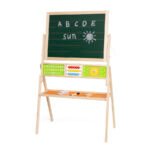 Двустранна образователна игра с букви и сметало от VIGA Toys. Детска магнитна дъска за писане, рисуване и учене на букви и числа. Подходяща за ранно обучение и игра.