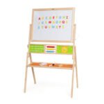 Двустранна образователна игра с букви и сметало от VIGA Toys. Детска магнитна дъска за писане, рисуване и учене на букви и числа. Подходяща за ранно обучение и игра.