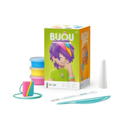 HEY CLAY Vivid Accessories – комплект за създаване на цветни бижута от глина. Включва 8 кутийки глина, инструменти, пръстени и връзки за колиета. Създайте уникални аксесоари.