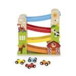 Дървена писта Ферма с 4 колички VIGA Toys 44844 за деца над 18 месеца