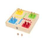 Дървен комплект 4 настолни игри в 1 VIGA Toys – Лудо, боулинг, кърлинг и игра с шайби