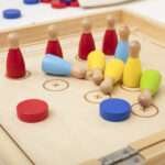 Дървен комплект 4 настолни игри в 1 VIGA Toys – Лудо, боулинг, кърлинг и игра с шайби