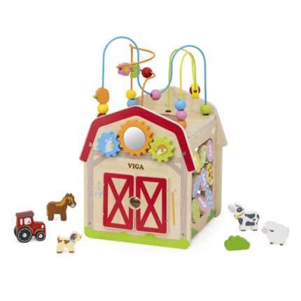 Дървена къща Ферма със 7 активности VIGA Toys 44854