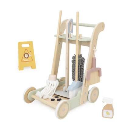 Детски комплект за почистване с дървена количка – PolarB, VIGA Toys